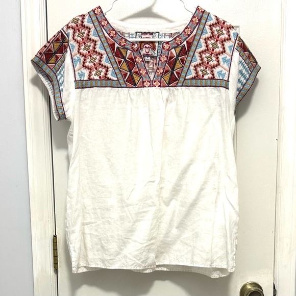 Johnny Was Tops - Johnny Was Ezra Embroidered Linen Top M